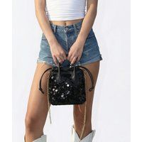 Beuteltasche mit Pailletten-Besatz