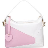 Geometrische Lederhandtasche mit Herz-Anhänger