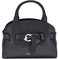 Geschwungene Lederhandtasche mit Henkel