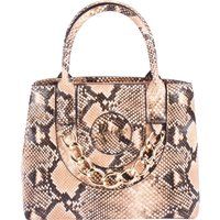 Henkeltasche mit Schlangenmuster und Kettendetail