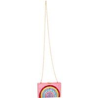 Box-Clutch mit buntem Regenbogenmuster