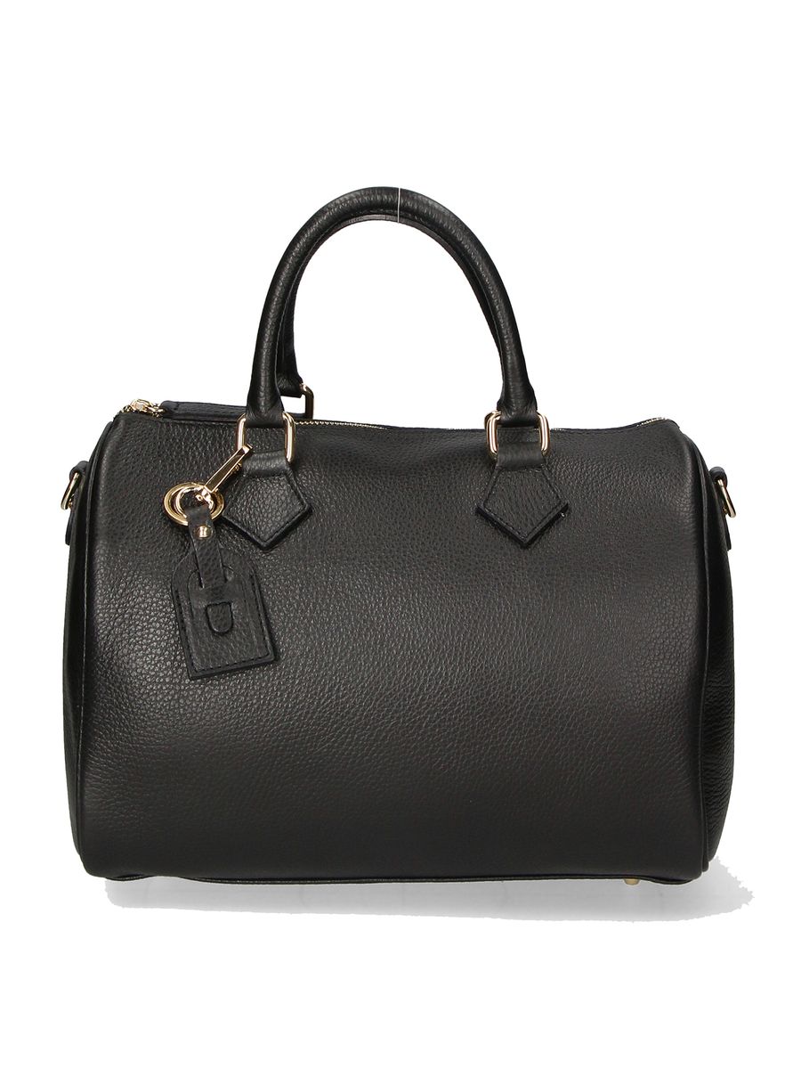 Klassische Bowler-Tasche aus Narbenleder
