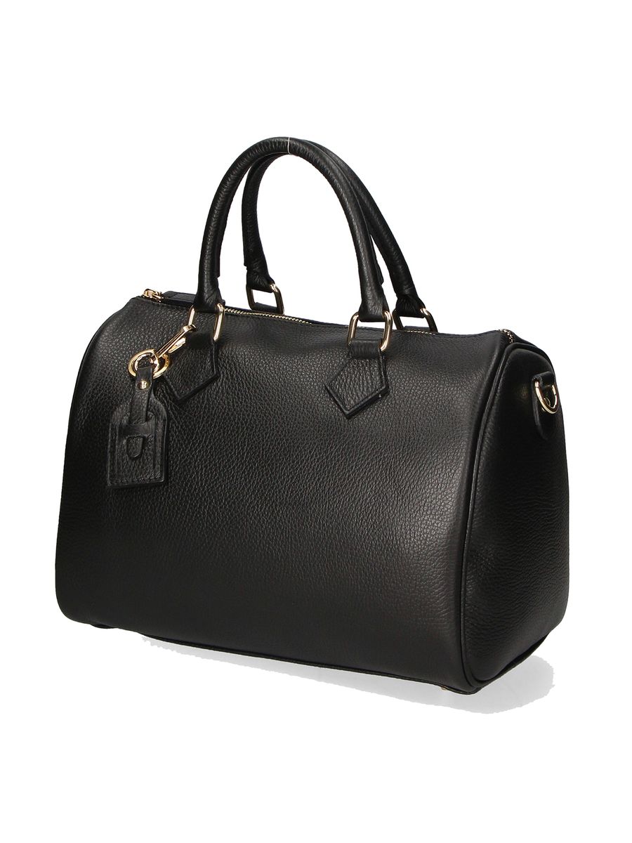 Klassische Bowler-Tasche aus Narbenleder