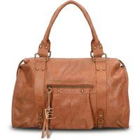 Lässige Leder-Henkeltasche mit Messingdetails