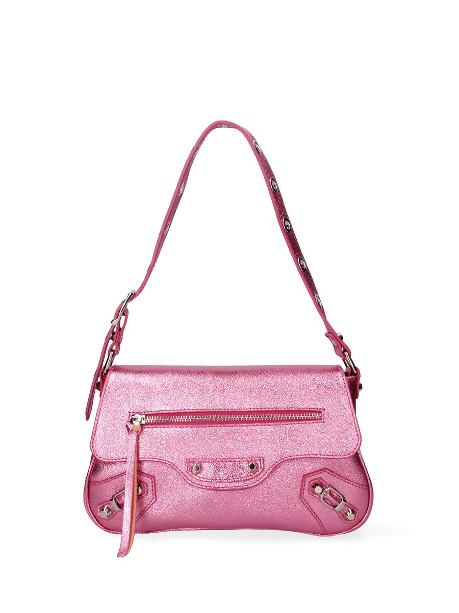 Metallic-Baguette-Tasche im Moto-Stil