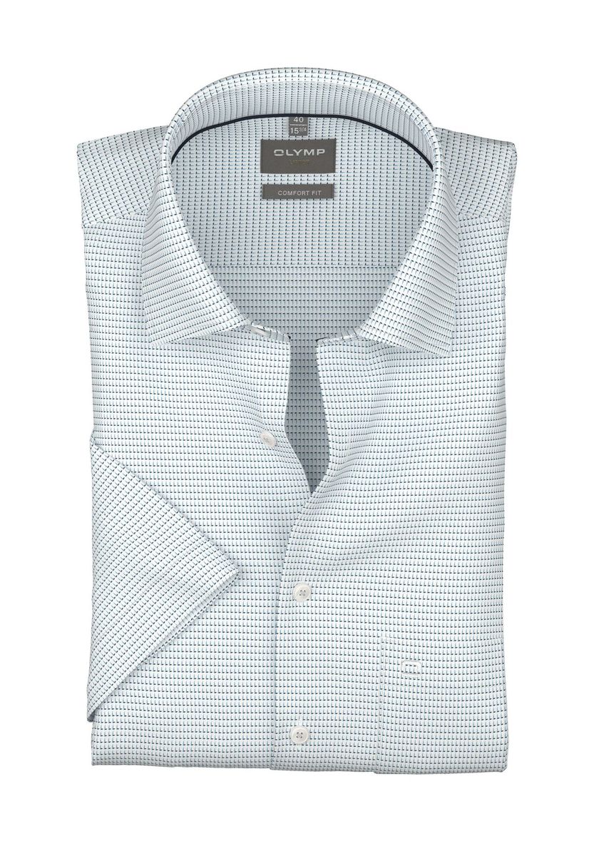 Blaues Kurzarmhemd mit Mikromuster