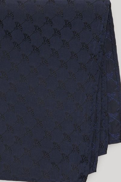 Cornflower Bogner Marineblaues Seiden-Einstecktuch mit Jacquard-Webmuster