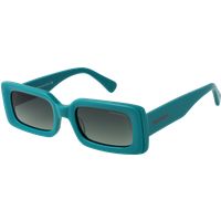 Auffällige rechteckige Sonnenbrille in Türkis