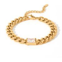 Markantes Gliederketten-Armband mit Zirkonia