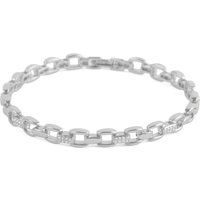 Rhodiniertes Gliederkettenarmband mit Zirkonia
