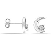 Florale Mond-Ohrstecker mit Zirkonia