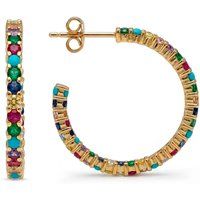 Luxenter Multicolor Zirconia Ohrringe in 18 Karat Gelbgold - Balgil