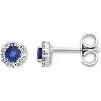 Saphir- und Diamant-Halo-Ohrstecker