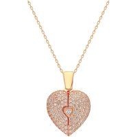 Herz-Anhänger-Kette mit Zirkonia-Pavé