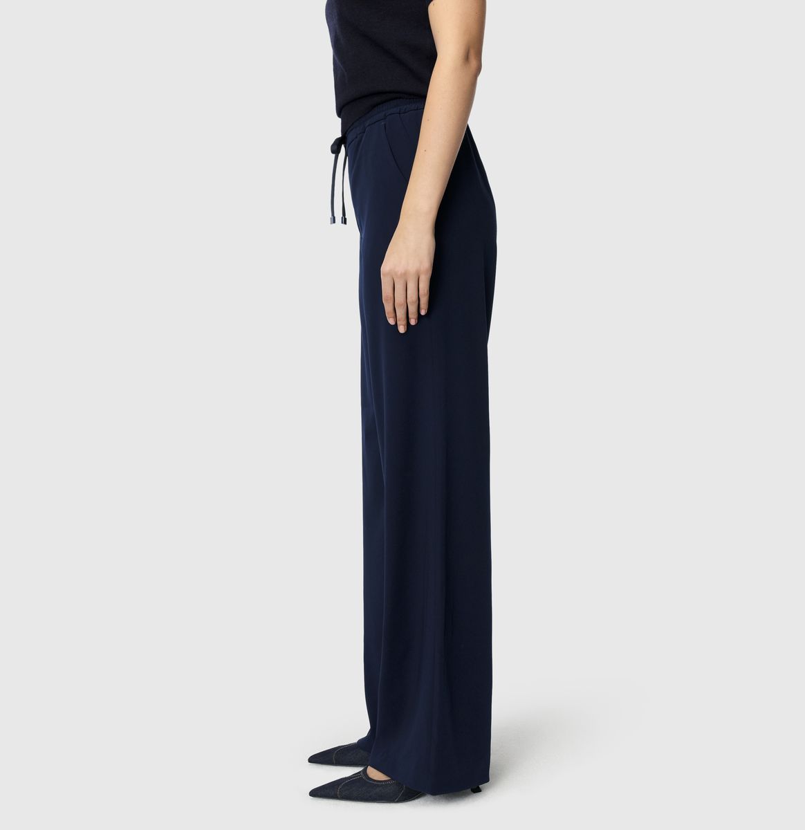 Marineblaue, weitgeschnittene Loungehose