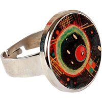 Statement-Ring mit abstrakter Intarsie