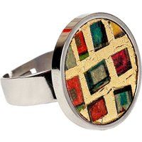 Edelstahlring mit geometrischem Mosaik