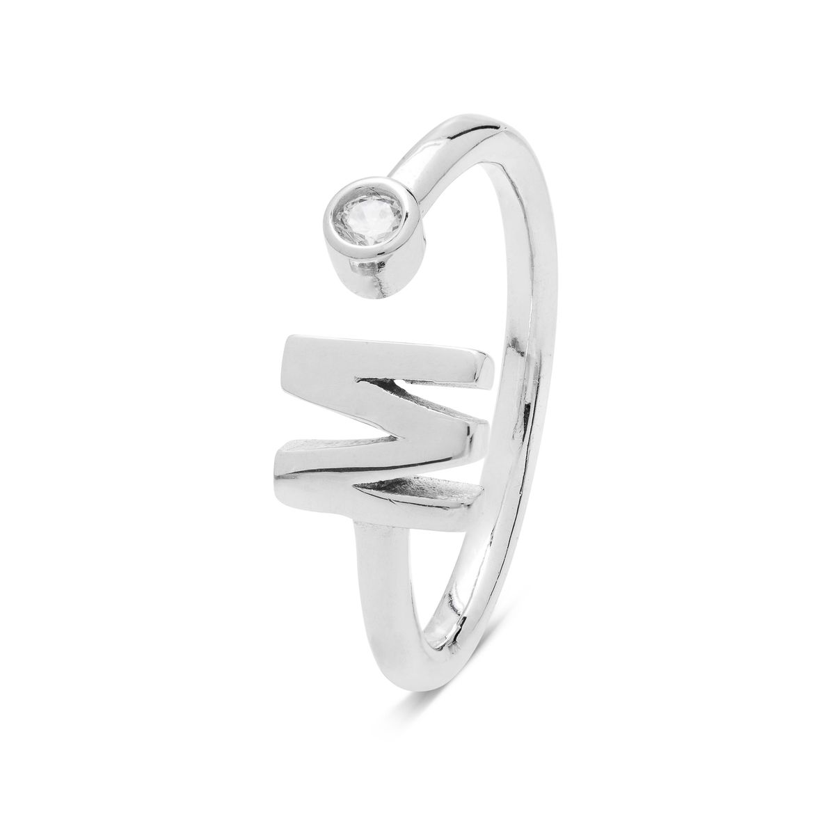 Initialen-Ring mit Zirkonia-Akzent