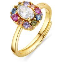 Ovaler Zirkonia Multicolor Halo-Ring
