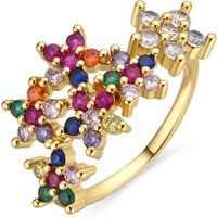 Goldfarbener Cluster-Ring mit bunten Steinen