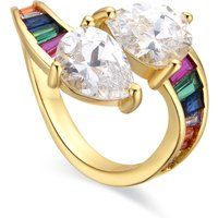 Bypass-Ring mit Zirkonia und Regenbogenbesatz