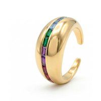 Ring mit Regenbogen-Zirkonia und Gold-Finish