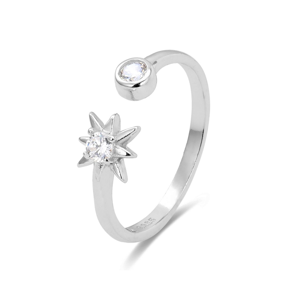 Offener Ring mit Stern und Zirkonia