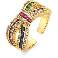 Überkreuzter Ring mit bunten Zirkonia