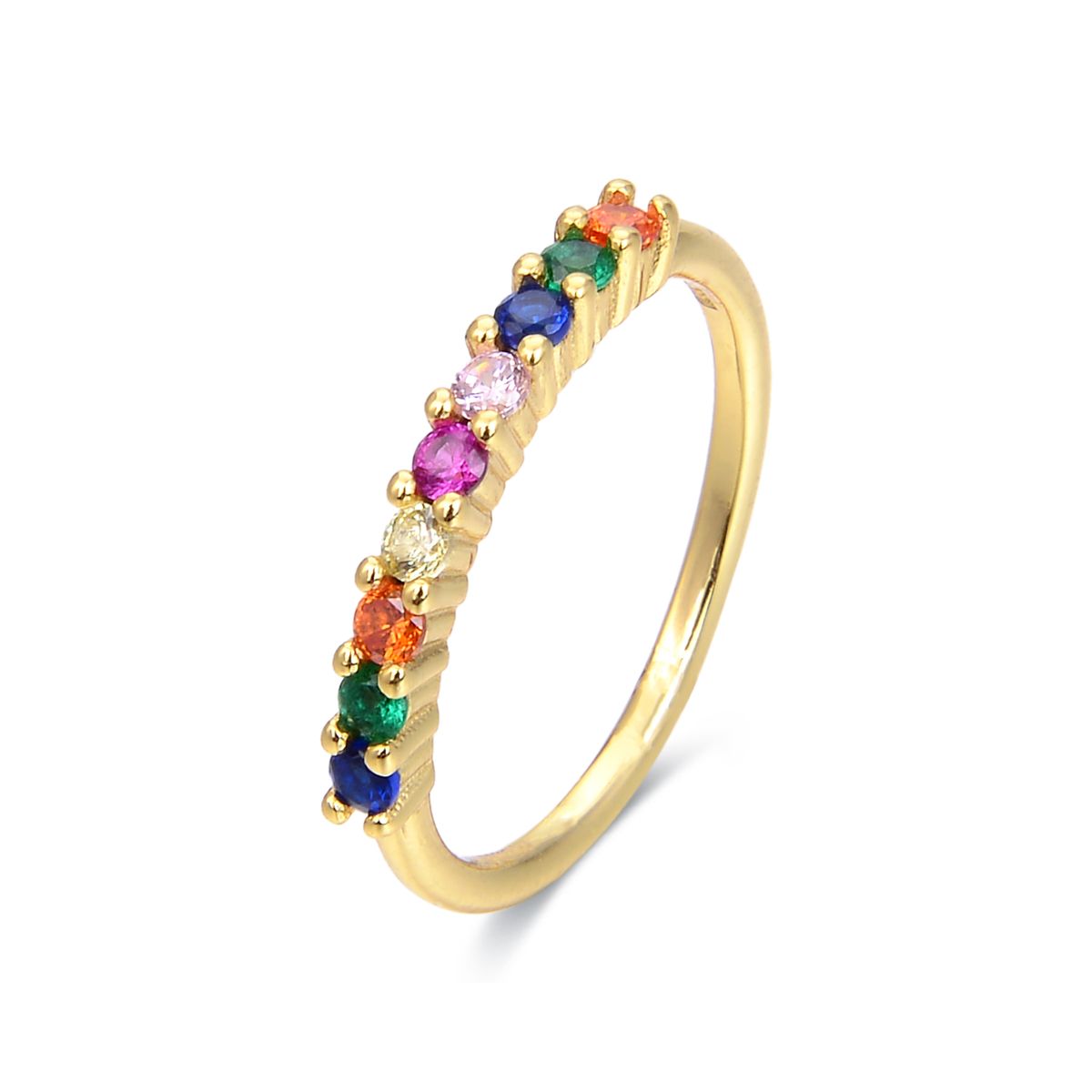 Vergoldeter Ring mit bunten Zirkonia