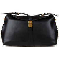 Horizontale Lederhandtasche mit Goldschließe