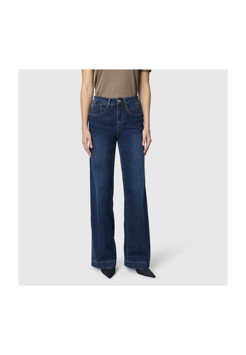 Damen Jeans mit weitem Bein in dunkler Waschung