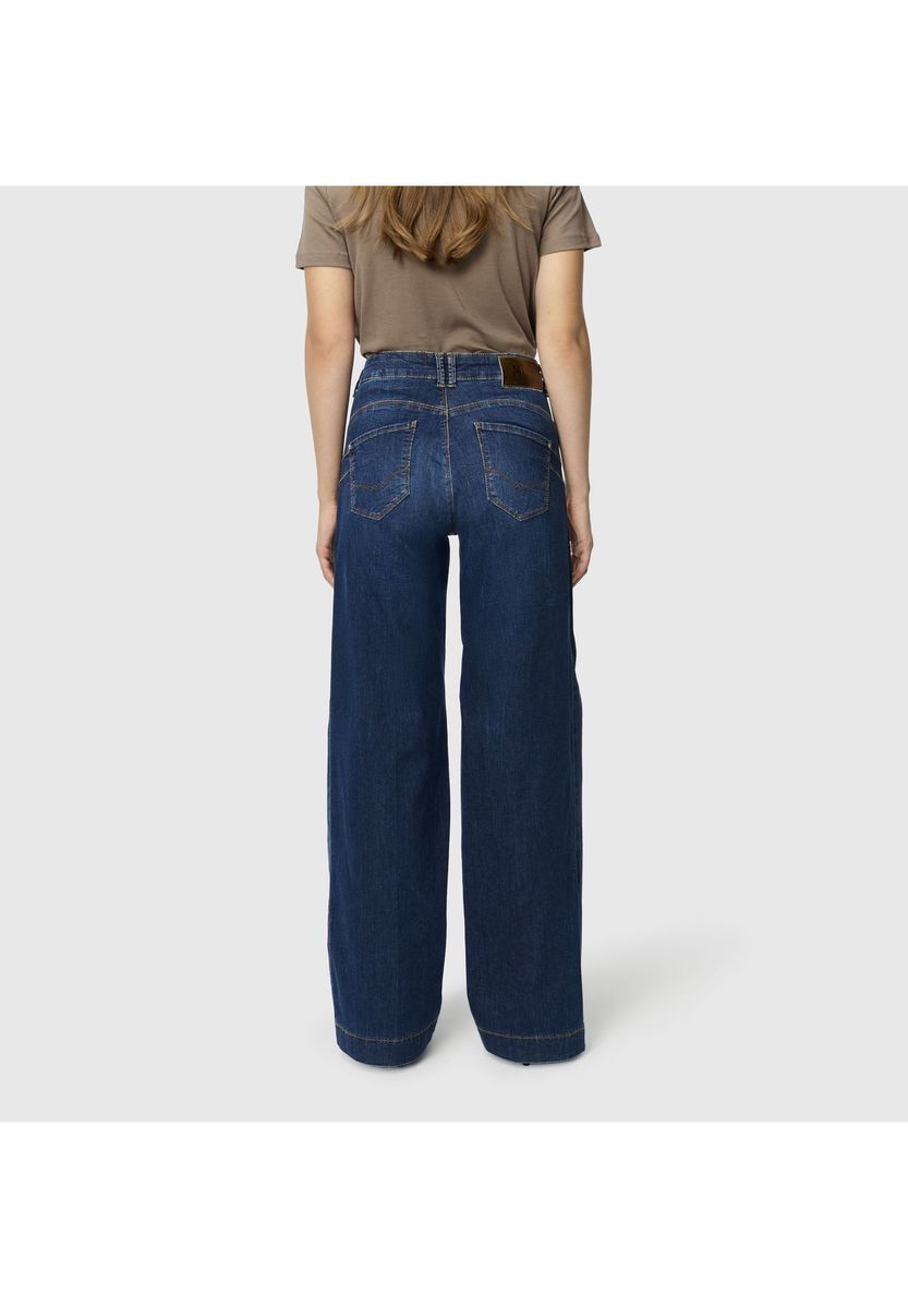 Damen Jeans mit weitem Bein in dunkler Waschung