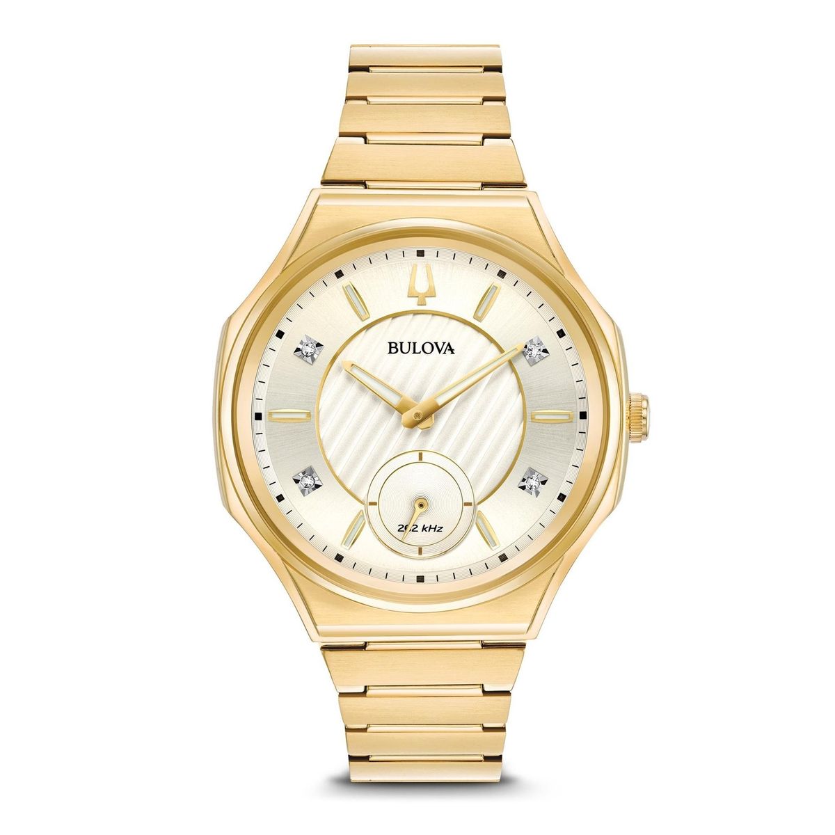 Geschwungene Armbanduhr mit Diamant-Besatz