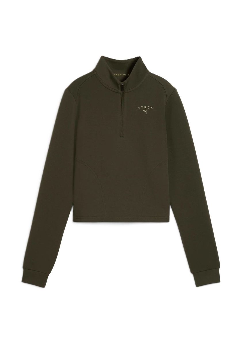 Kurzes Trainings-Sweatshirt mit halbem Reißverschluss