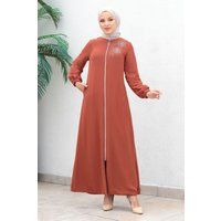 Elegante Chiffon-Abaya mit Ziersteinen