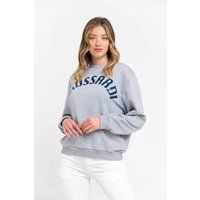 Oversized-Pullover mit Bogenschrift