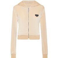 Chenille-Kapuzenjacke mit Strass-Totenkopf