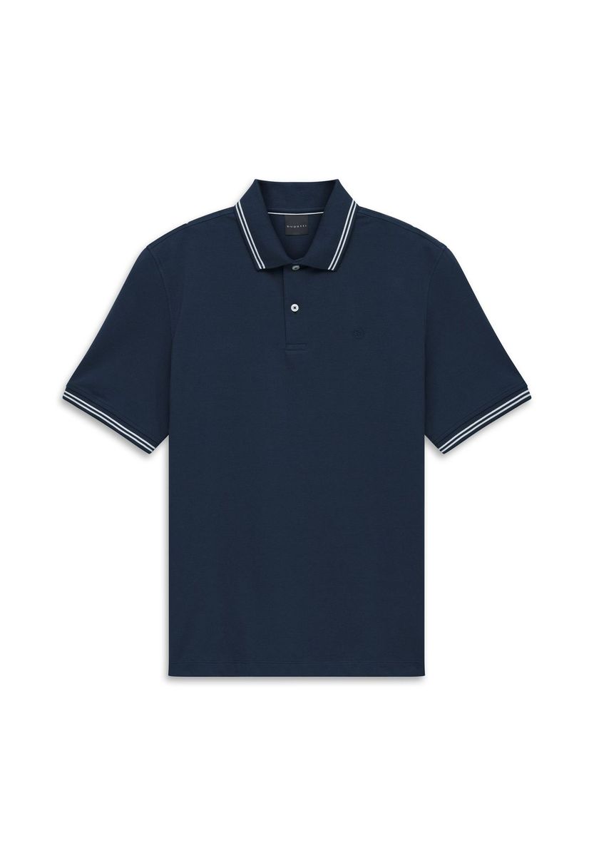 Klassisches Marineblaues Baumwoll-Piqué-Poloshirt