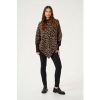 Poncho mit Leopardenmuster und Zipfelsaum