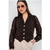 Florale Kurzjacke mit Statement-Knöpfen
