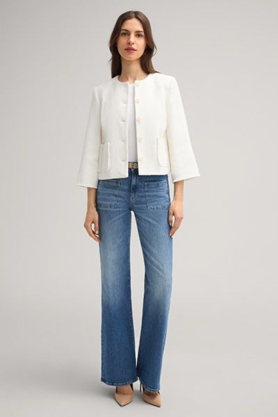 Kragenlose strukturierte Bouclé-Jacke