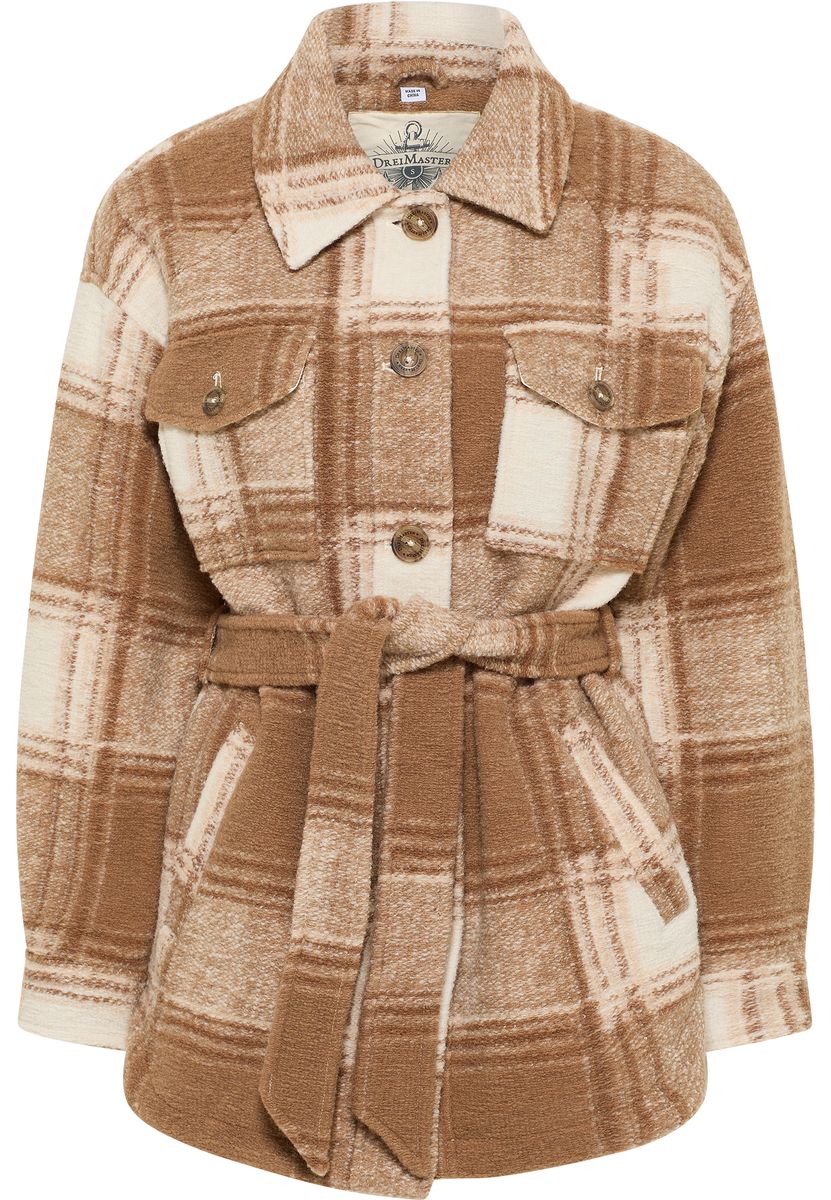 Karierte Übergangsjacke mit Gürtel