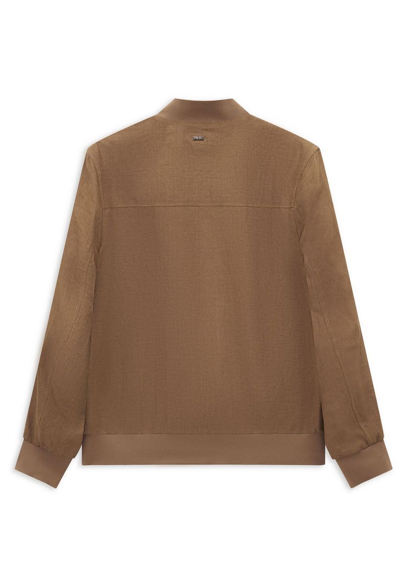 Herren Blouson Jacke aus braunem Leinenmischung