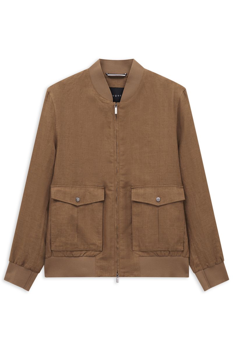 Herren Blouson Jacke aus braunem Leinenmischung