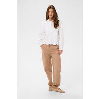Klassische Bluse mit Wellensaum und Lochstickerei