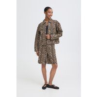 Boxy Jeansjacke mit Animal-Print