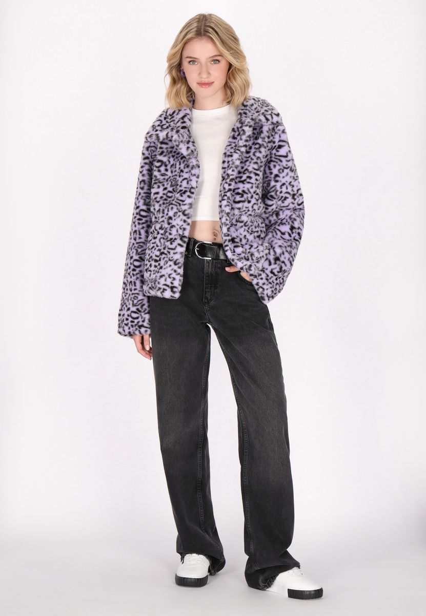 Kunstfelljacke mit Leopardenmuster