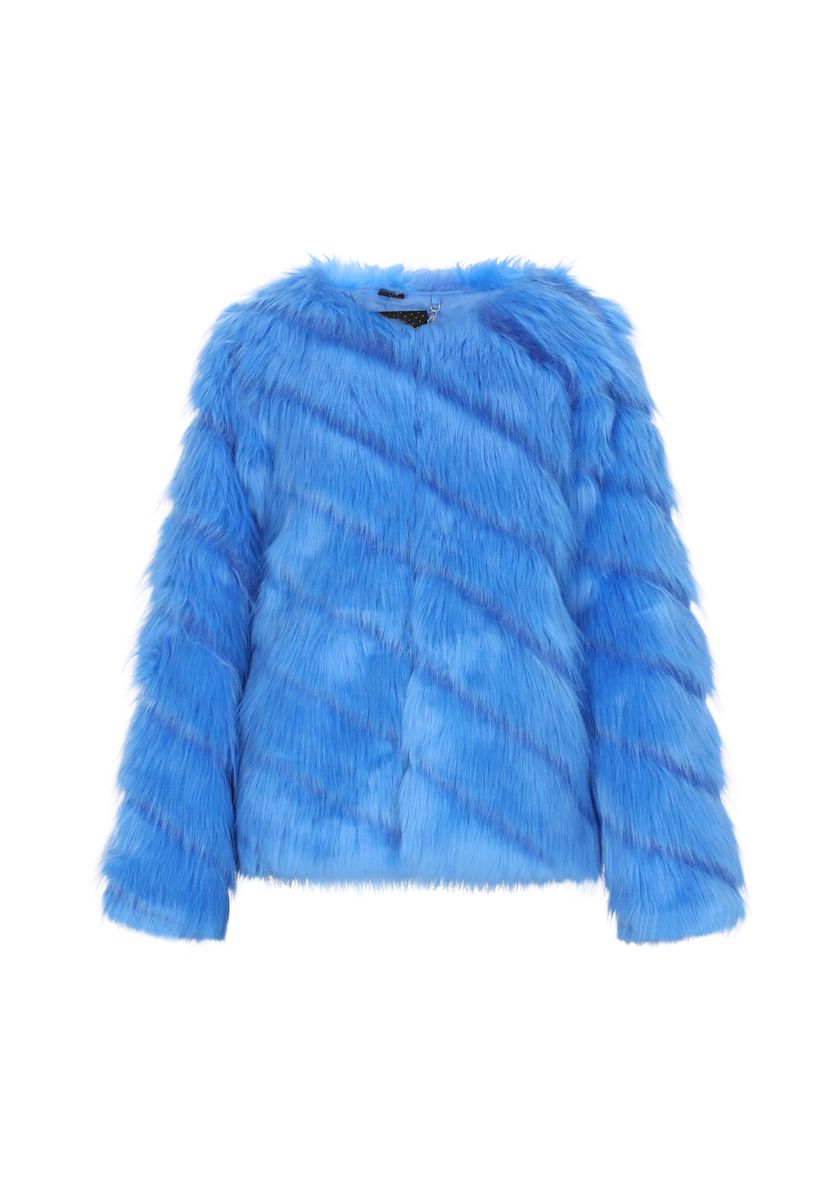 Elegante gestreifte Kunstpelzjacke