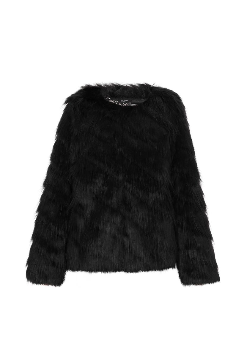 Kragenlose Jacke aus Kunstpelz