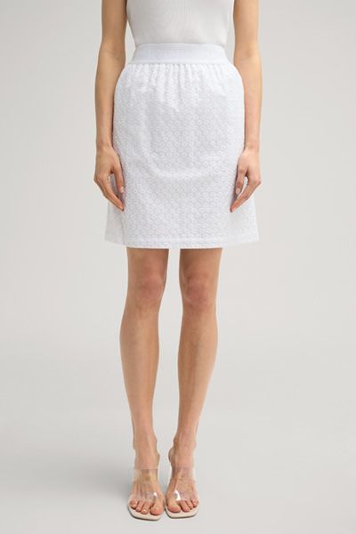 Bogner Sophia weißer Baumwollrock mit floralen Stickdetails